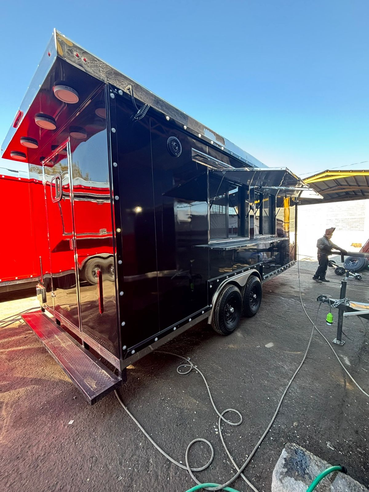 RSV food trailer — black trailer front angle